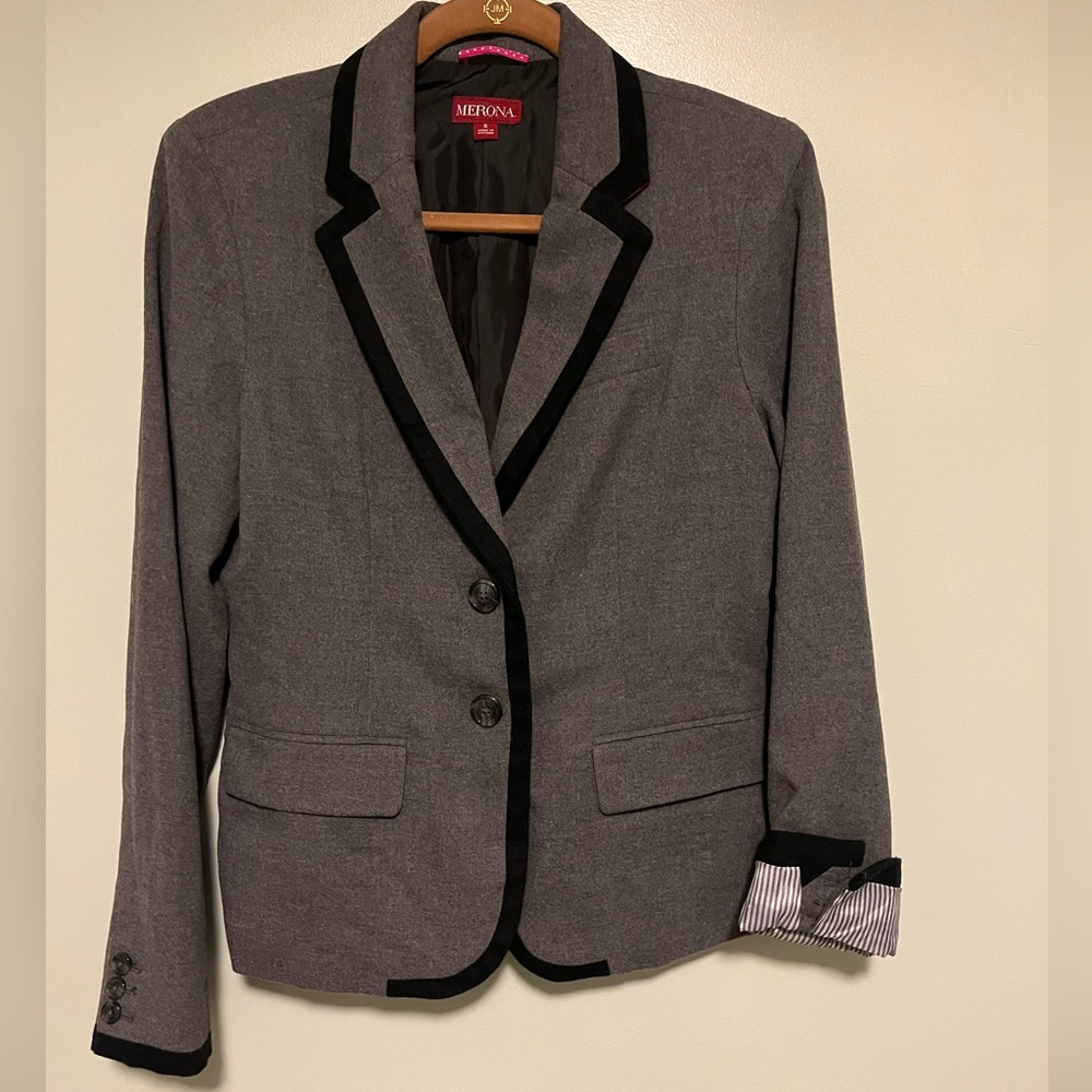 Merona NWOT Gray Blazer with Black Accents